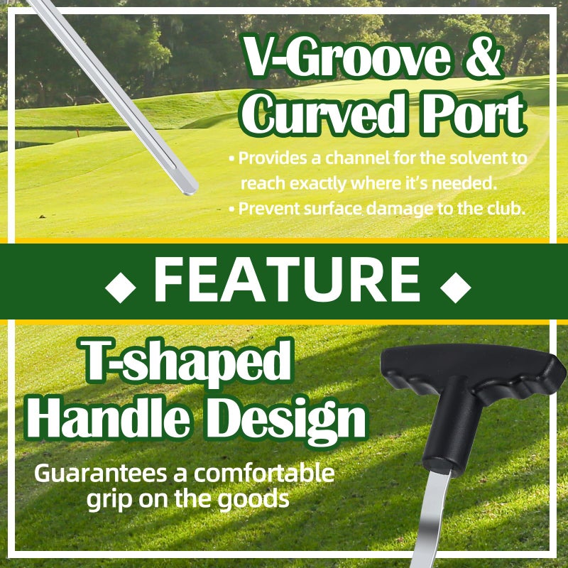 Golf Grip Removal Tool - 12 V-Groove Grip Saver Tool - Compatible with Irons, Woods u0026 Standard Putter Grips - Use with Solvent| High-Carbon Steel | Protects Grips - Image 4