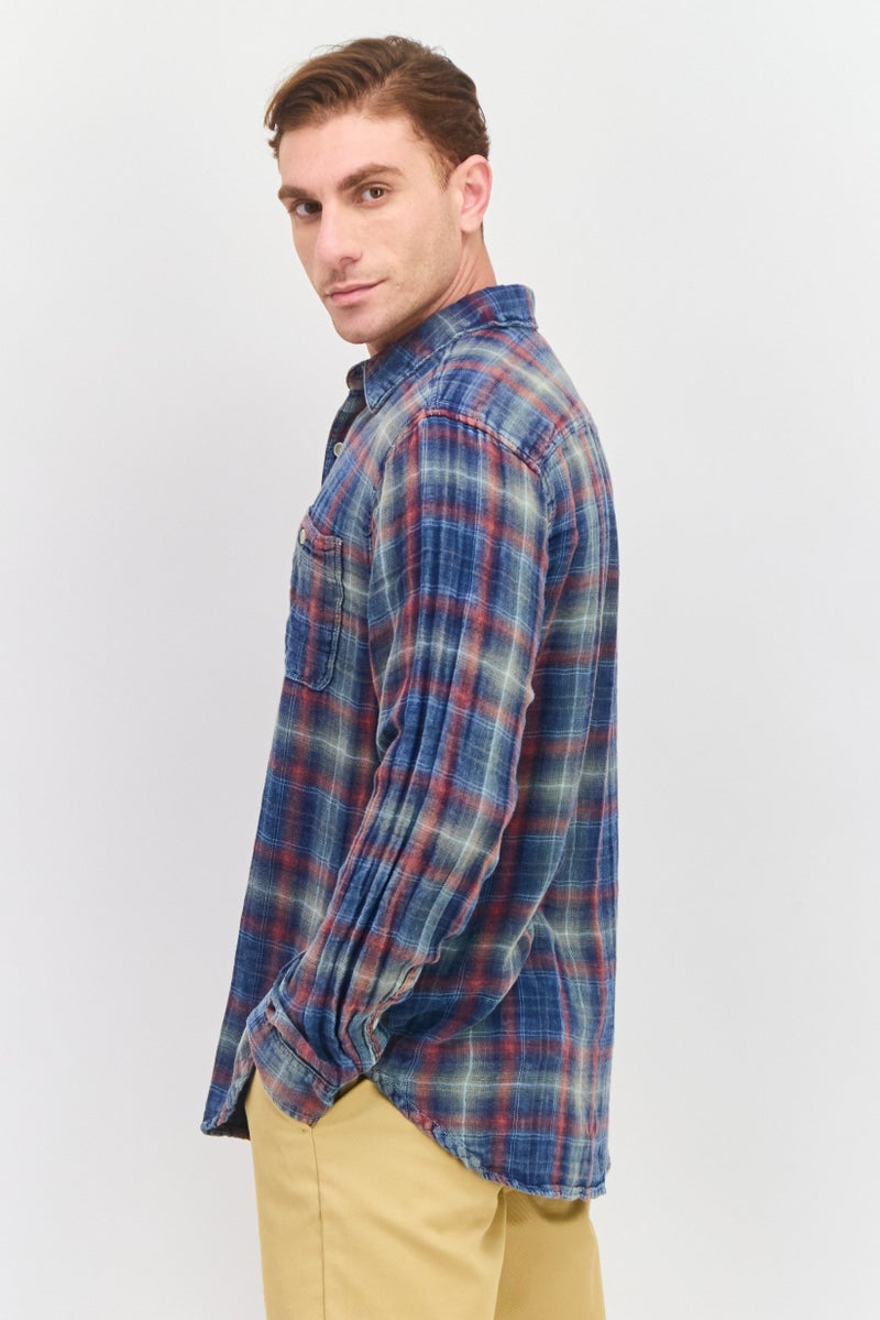 TRUE GRIT Men Regular Fit Plaid Long Sleeves Casual Shirt, Multicolor - Image 3