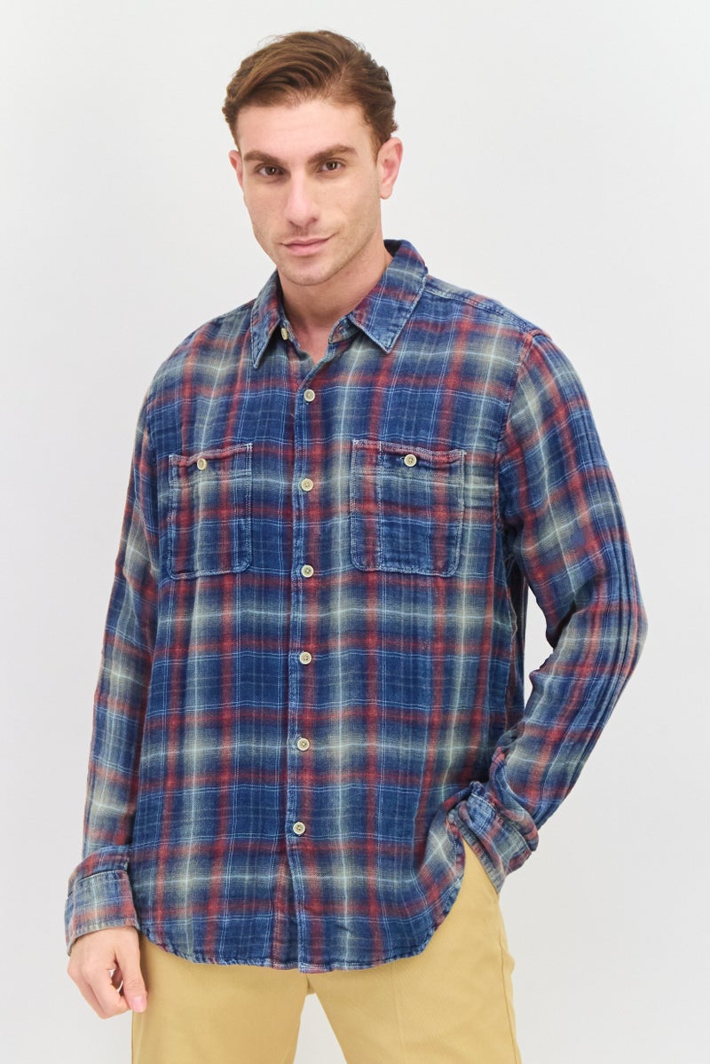 TRUE GRIT Men Regular Fit Plaid Long Sleeves Casual Shirt, Multicolor - Image 1