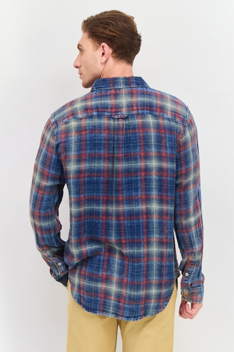 TRUE GRIT Men Regular Fit Plaid Long Sleeves Casual Shirt, Multicolor - Image 4
