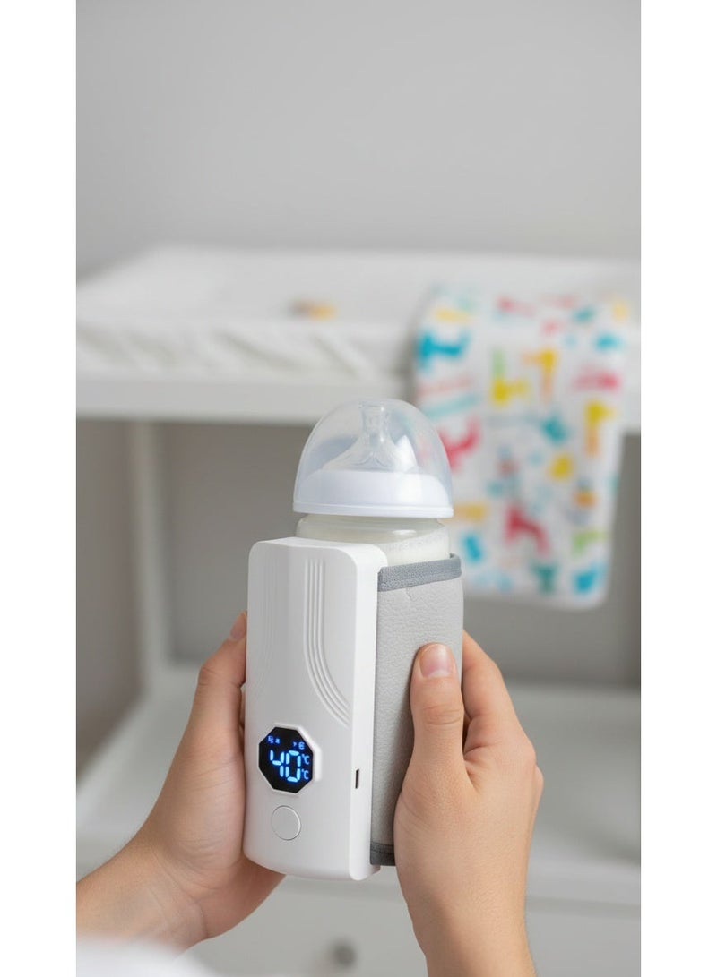 سخان لبن  قابل لإعادة الشحن لزجاجات الرضاعة – شاشة رقمية ذكية، تحكم في درجة الحرارة، بطارية 2000mAh×2، مناسب لمقاسات مختلفة من الببرونات - Image 1