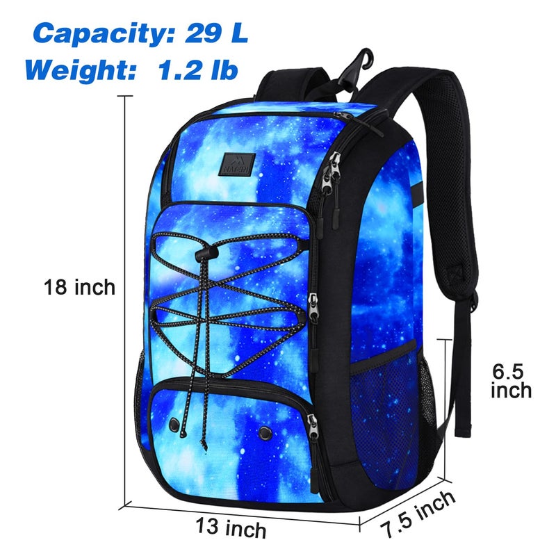 MATEIN Baseball Backpack, Lightweight Softball Bag with Shoes Compartment for Men Women, Baseball Bags Gifts for Adults with Fence Hook Hold 2 Bats, Batting Mitten, Helmet, Tball Gear, Galaxy Blue - Image 3