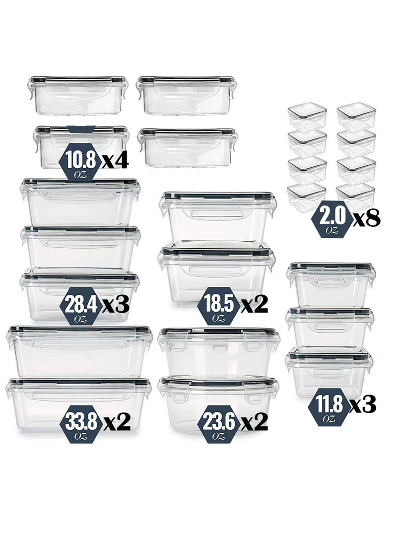 MissTiara - Airtight Meal Prep Container Set with Locking Lids, 24pcs Re-usable Plastic Food Storage Containers, Stackable Kitchen Organizer Boxes, BPA Free & Microwave Freezer Dishwasher Safe 24pcs Set - Image 1
