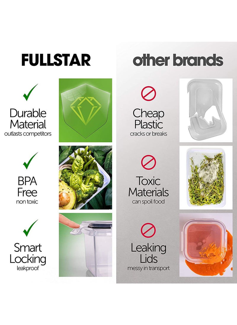 MissTiara - Airtight Meal Prep Container Set with Locking Lids, 24pcs Re-usable Plastic Food Storage Containers, Stackable Kitchen Organizer Boxes, BPA Free & Microwave Freezer Dishwasher Safe 24pcs Set - Image 1