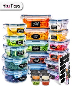 MissTiara Airtight Meal Prep Container Set with Locking Lids, 24pcs Re-usable Plastic Food Storage Containers, Stackable Kitchen Organizer Boxes, BPA Free & Microwave Freezer Dishwasher Safe 24pcs Set  - Image 1