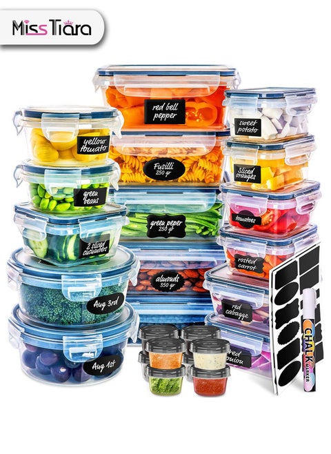 Airtight Meal Prep Container Set with Locking Lids, 24pcs Re-usable Plastic Food Storage Containers, Stackable Kitchen Organizer Boxes, BPA Free & Microwave Freezer Dishwasher Safe 24pcs Set