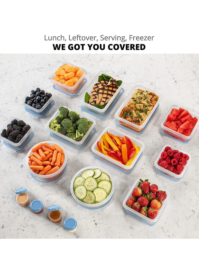 MissTiara - Airtight Meal Prep Container Set with Locking Lids, 24pcs Re-usable Plastic Food Storage Containers, Stackable Kitchen Organizer Boxes, BPA Free & Microwave Freezer Dishwasher Safe 24pcs Set - Image 1