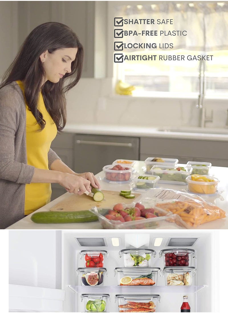 MissTiara - Airtight Meal Prep Container Set with Locking Lids, 24pcs Re-usable Plastic Food Storage Containers, Stackable Kitchen Organizer Boxes, BPA Free & Microwave Freezer Dishwasher Safe 24pcs Set - Image 1