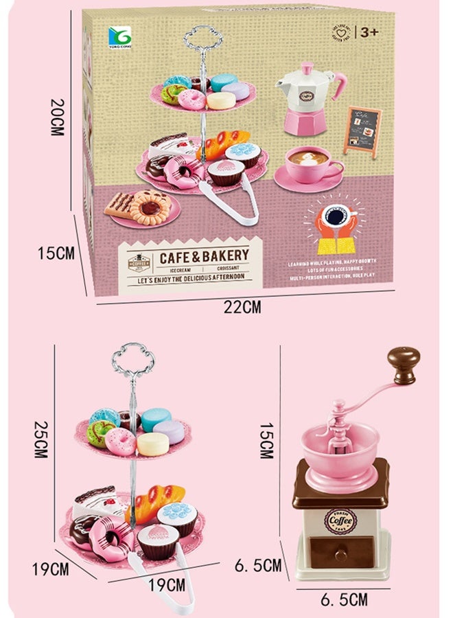 Tea Party Set for Little Girls, 38pcs Coffee Maker Set and Play Food Dessert Set for Kids Age 3 4 5 6 7 8 9, Toy Accessories, Kids Pretend Play for Princess Girls Boys (Pink) - Image 5