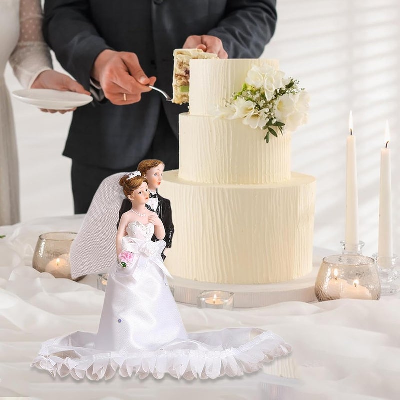 قمة كعكة الزفاف تمثال العروس والعريس المصغر تمثال الزوجين من الراتنج لتزيين الكعك DIY مقاس 2.36x1.73x5.12 بوصة - أ - Image 3