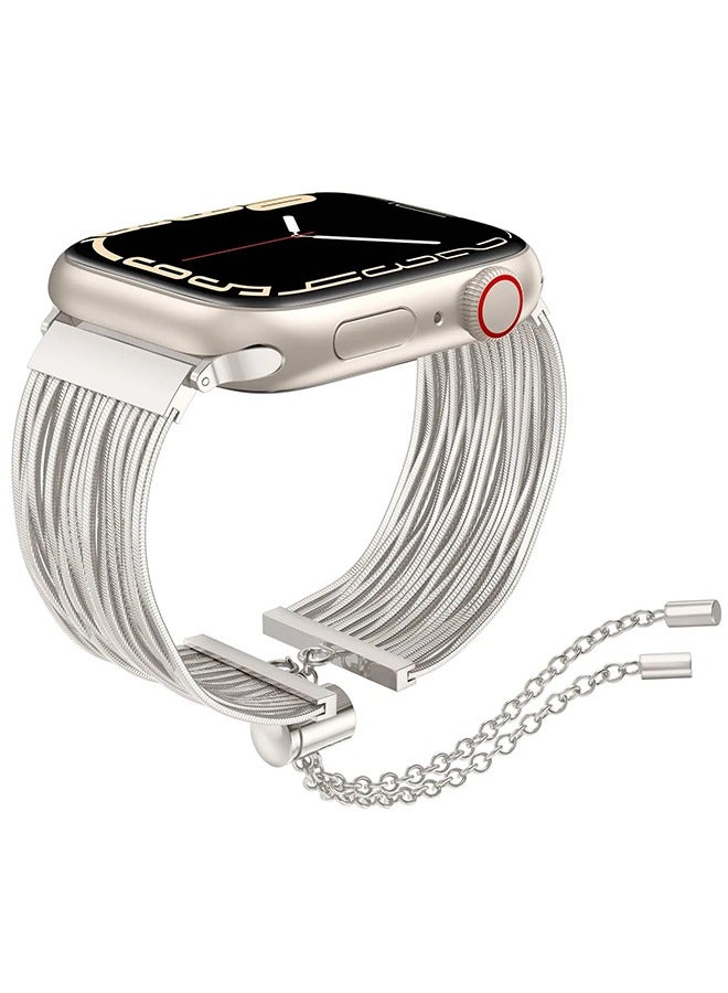 O Ozone Stainless Steel Tassel Band For Apple Watch Series 10 9 8 7 6 5 4 SE, 38/40/41/42mm Dressy Chain Metal Wristband Strap -StarLight  - Image 1