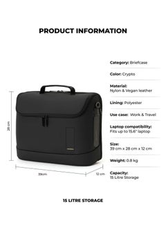 Mokobara MOKOBARA The Transit Briefcase Vegan Leather & Nylon 15L Laptop Crossbody Messenger Bag for Men & Women (Crypto)  - Image 2