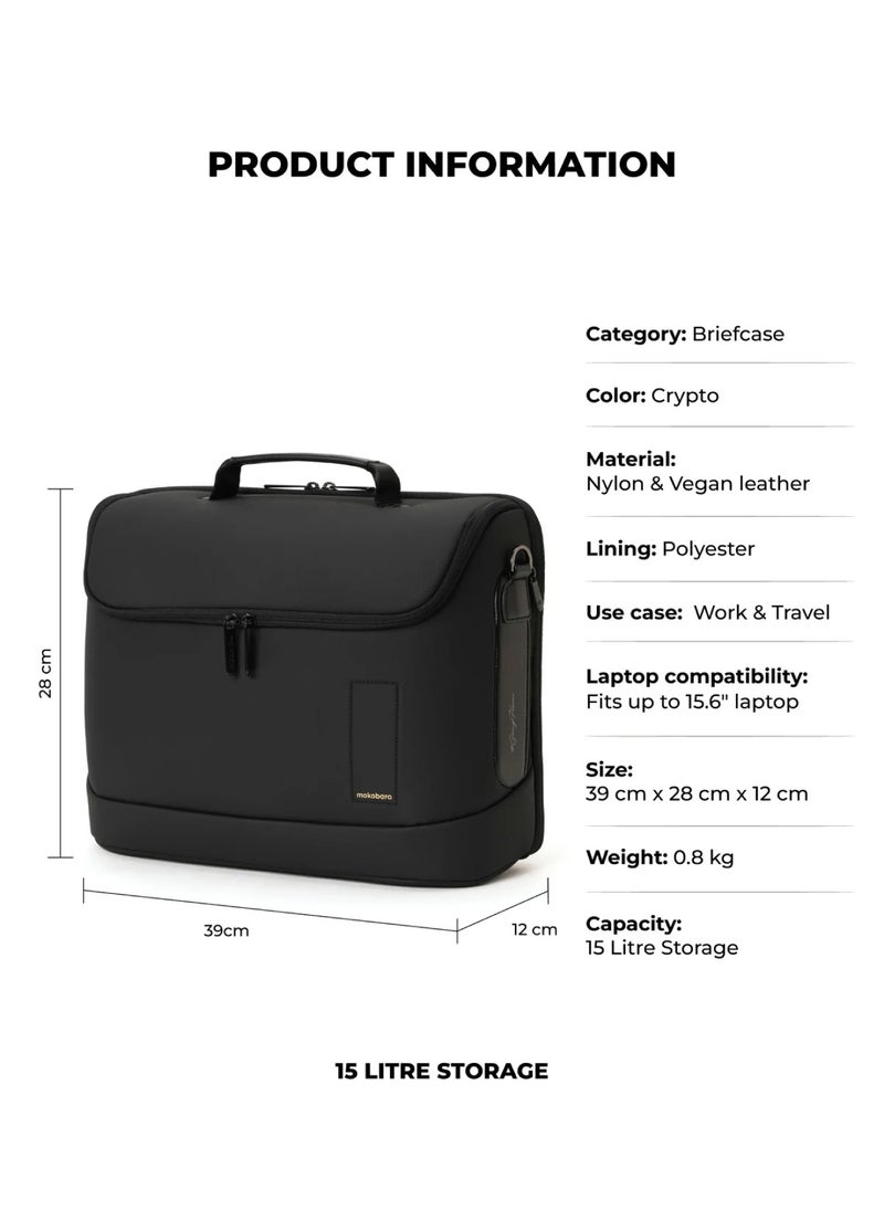 Mokobara MOKOBARA The Transit Briefcase Vegan Leather & Nylon 15L Laptop Crossbody Messenger Bag for Men & Women (Crypto)  - Image 2
