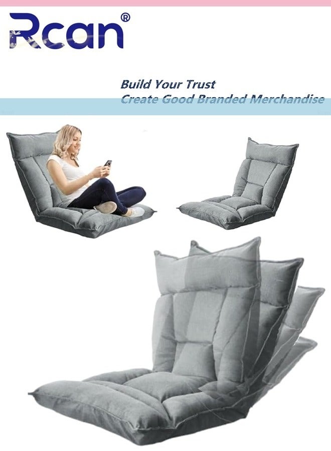 Rcan Floor Chair with Back Support Folding Lazy Floor Sofa Cushion Lazy Couch Tatami Lounger Floor Seat with 6-Position Adjustable Backrest Neck Pillow Fully Assembled for Meditating Reading Gaming - Image 1