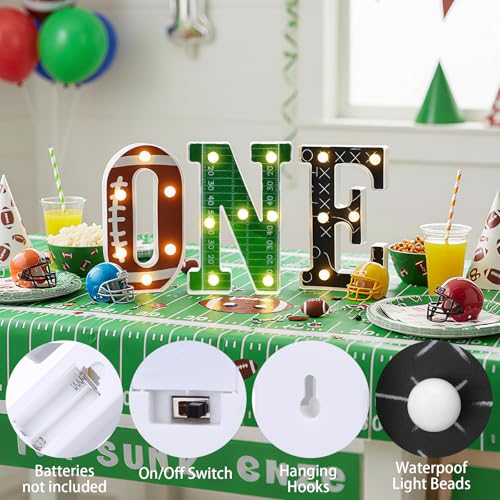 Grinsvalley Football 1st Birthday Party Decorations 8.07 Inch One Letters Light Birthday Decorations Light up Letters for Centerpieces Table Backdrop 1 Year Old Football Party Supplies Boy or Girl - Image 3
