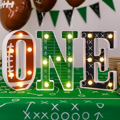 Grinsvalley Football 1st Birthday Party Decorations 8.07 Inch One Letters Light Birthday Decorations Light up Letters for Centerpieces Table Backdrop 1 Year Old Football Party Supplies Boy or Girl - Image 5