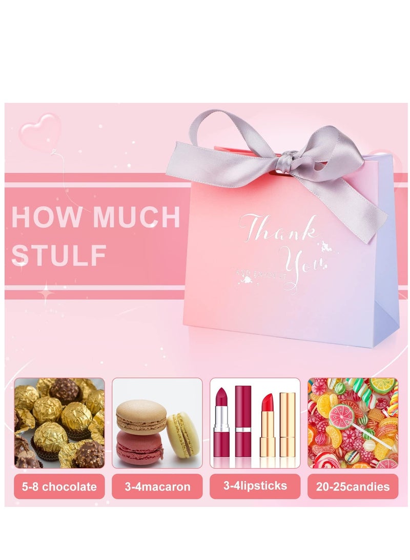 Zikra 12pcs Small Thank You Paper Bags Loot Bags Cute Paper Party Favor Bags Birthday Goodie Candy Cookies Bags Thank You Bags with Ribbons for Wrap Wedding Baby Shower Birthday Party Supplies - Image 3