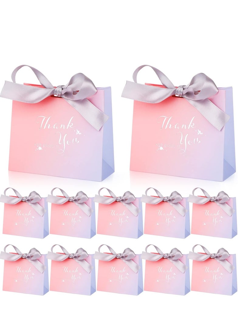 Zikra 12pcs Small Thank You Paper Bags Loot Bags Cute Paper Party Favor Bags Birthday Goodie Candy Cookies Bags Thank You Bags with Ribbons for Wrap Wedding Baby Shower Birthday Party Supplies - Image 1