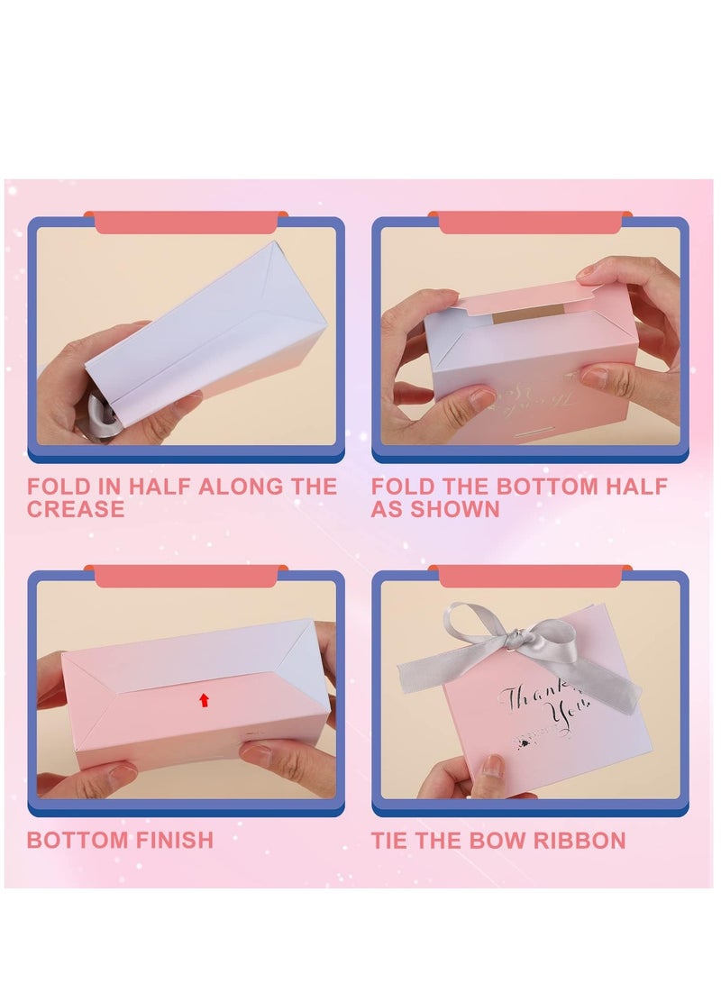 Zikra 12pcs Small Thank You Paper Bags Loot Bags Cute Paper Party Favor Bags Birthday Goodie Candy Cookies Bags Thank You Bags with Ribbons for Wrap Wedding Baby Shower Birthday Party Supplies - Image 4