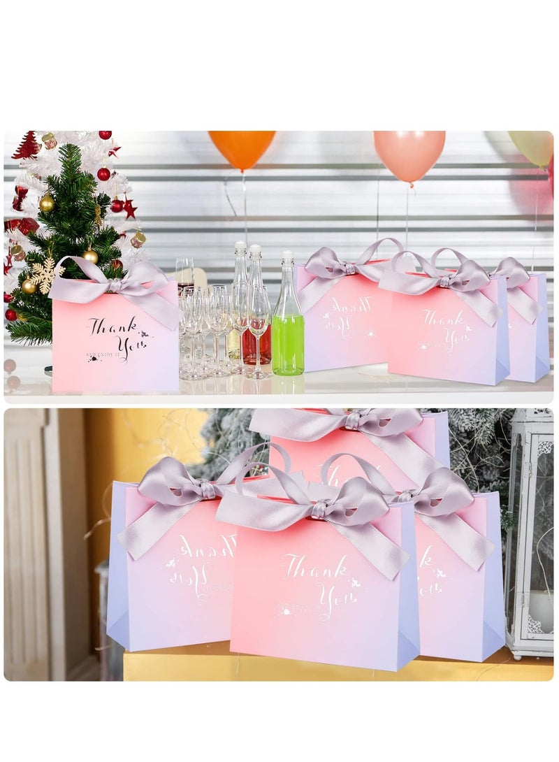 Zikra 12pcs Small Thank You Paper Bags Loot Bags Cute Paper Party Favor Bags Birthday Goodie Candy Cookies Bags Thank You Bags with Ribbons for Wrap Wedding Baby Shower Birthday Party Supplies - Image 5