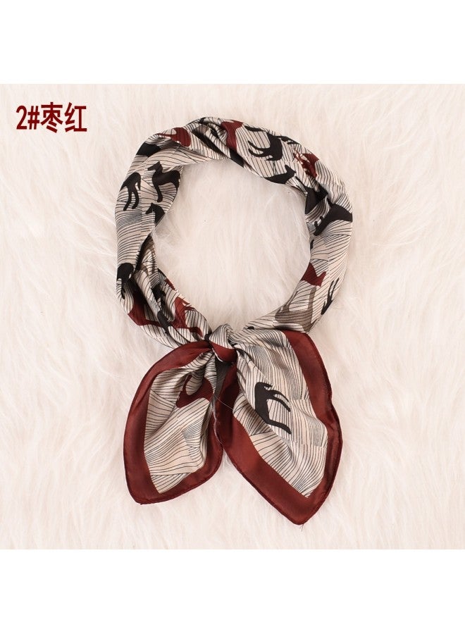 Summer New Fashion Horse Figure Decoration Satin Plain 70 Small Square Silk Scarf Fashion Scarf A Generation Of Hair