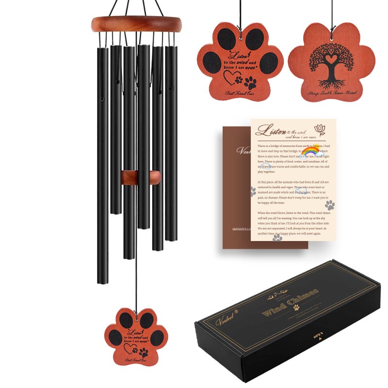 VENBEEL Pet Memorial Wind Chime, 28" Dog Memorial Gifts for Loss of Dog, Pet Loss Sympathy Bereavement Remembrance Gift - Image 1