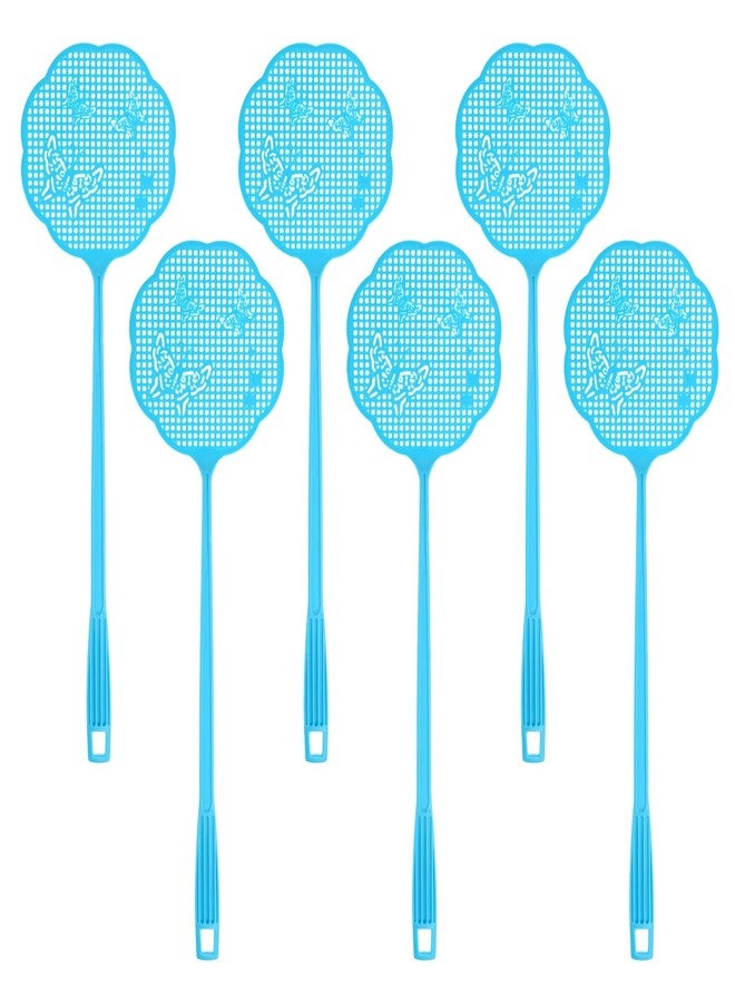 M METERXITY 6-Pack Fly Swatter for Indoors, 48.5x13.5 Cm/19.1x5.3 in Butterfly Pattern Plastic Fly Swatter Heavy Duty for Kitchen/Balcony/Patio/Indoor/Outdoor/Classroom/Office [Blue] - Image 1