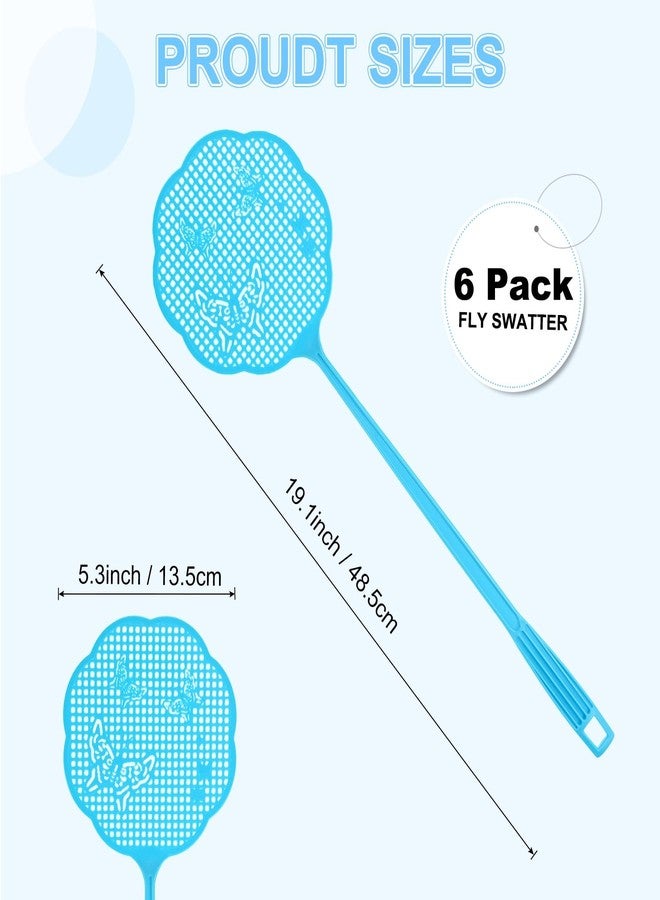 M METERXITY 6-Pack Fly Swatter for Indoors, 48.5x13.5 Cm/19.1x5.3 in Butterfly Pattern Plastic Fly Swatter Heavy Duty for Kitchen/Balcony/Patio/Indoor/Outdoor/Classroom/Office [Blue] - Image 3