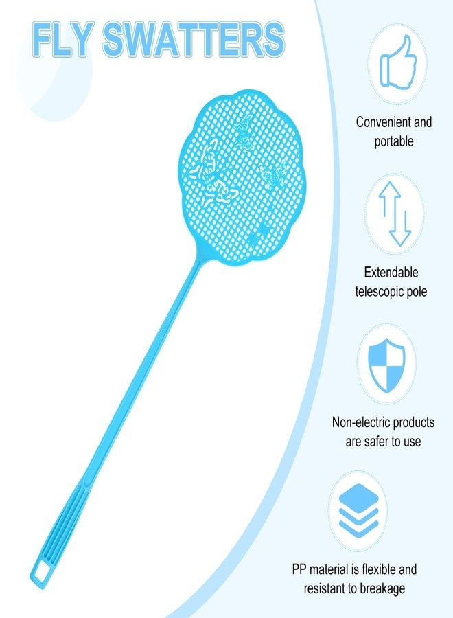 M METERXITY 6-Pack Fly Swatter for Indoors, 48.5x13.5 Cm/19.1x5.3 in Butterfly Pattern Plastic Fly Swatter Heavy Duty for Kitchen/Balcony/Patio/Indoor/Outdoor/Classroom/Office [Blue] - Image 2