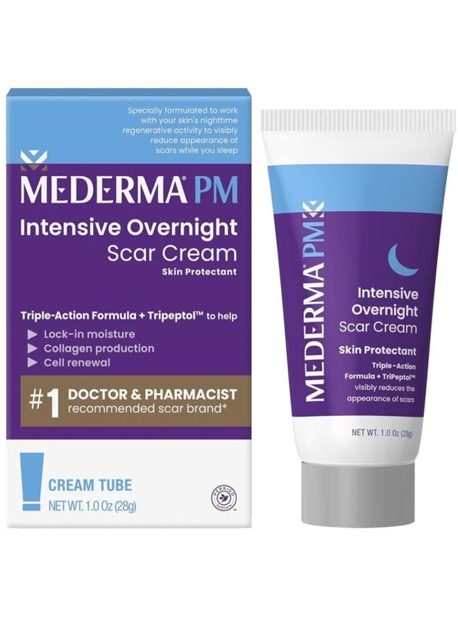 Mederma PM Intensive Overnight Scar Cream Advanced Scar Treatment that Works with Skin's Nighttime Regenerative Activity 1.0 oz 28g, White, 1 Ounce (Pack of 1) - Image 1