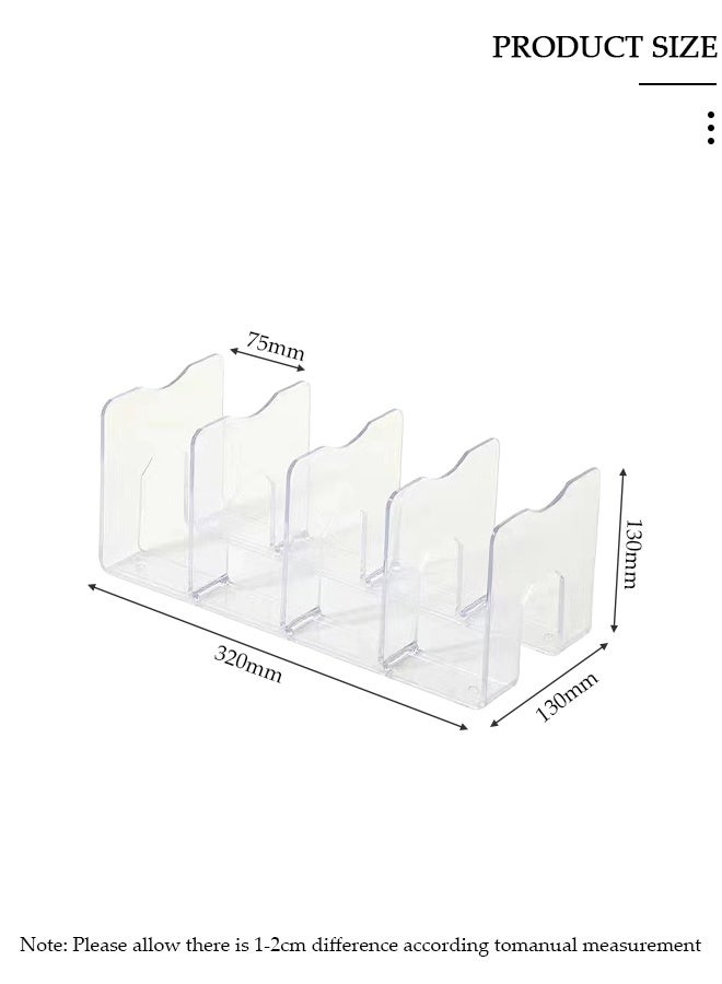 DUNISO A Container Acrylic Desk File Organizer, Clear Magazine File Sorter with 4 Vertical Compartments,Suitable for Home School and Office,etc - Image 2