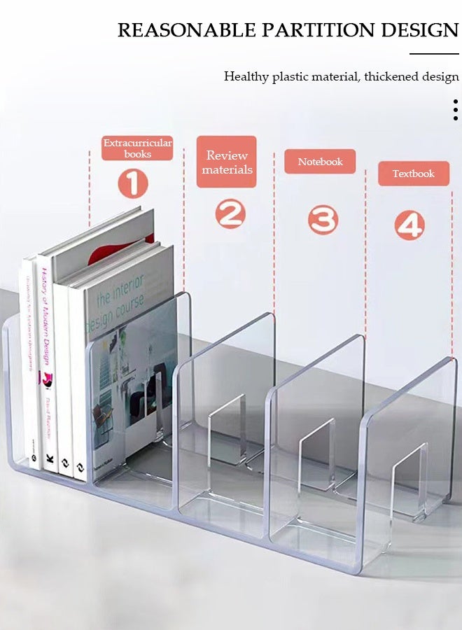 DUNISO A Container Acrylic Desk File Organizer, Clear Magazine File Sorter with 4 Vertical Compartments,Suitable for Home School and Office,etc - Image 5