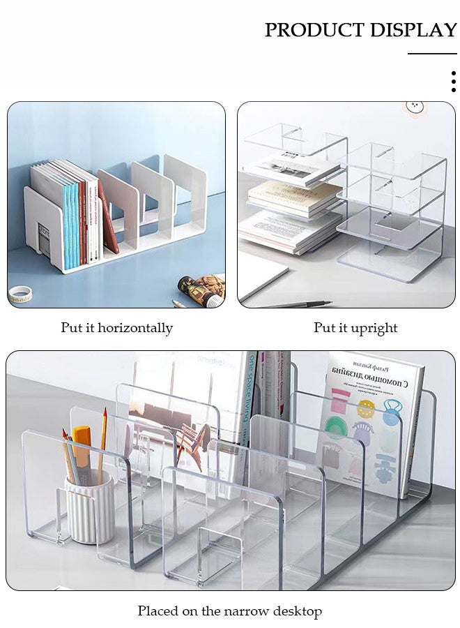 DUNISO A Container Acrylic Desk File Organizer, Clear Magazine File Sorter with 4 Vertical Compartments,Suitable for Home School and Office,etc - Image 3