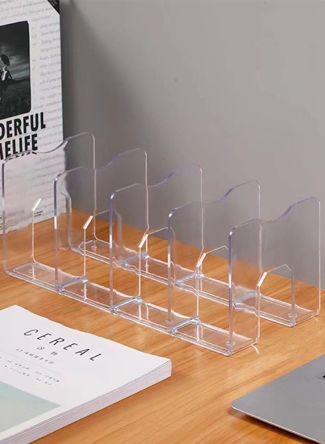 DUNISO A Container Acrylic Desk File Organizer, Clear Magazine File Sorter with 4 Vertical Compartments,Suitable for Home School and Office,etc - Image 4