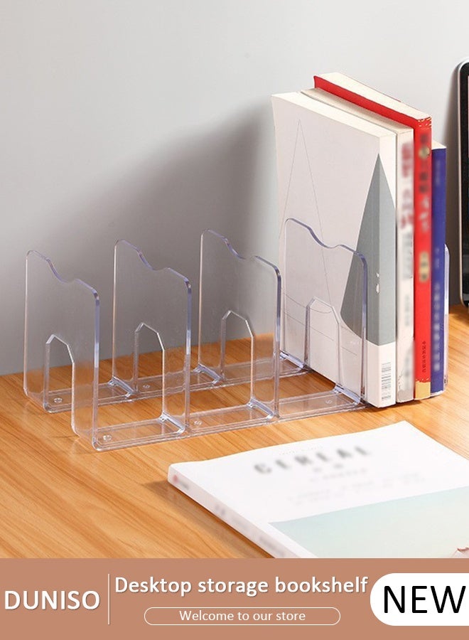DUNISO A Container Acrylic Desk File Organizer, Clear Magazine File Sorter with 4 Vertical Compartments,Suitable for Home School and Office,etc - Image 1