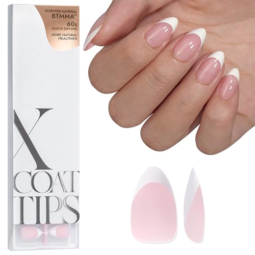 BTArtboxnails French Gel Nail Tips  French Tip Press on Nails Pink Short Almond XCOATTIPS for Nail Extensions