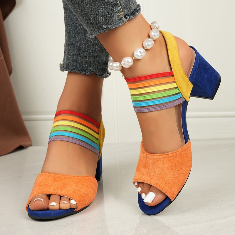 Women's Heeled Sandals with Colorful Ribbon for Summer 2025 - Image 2