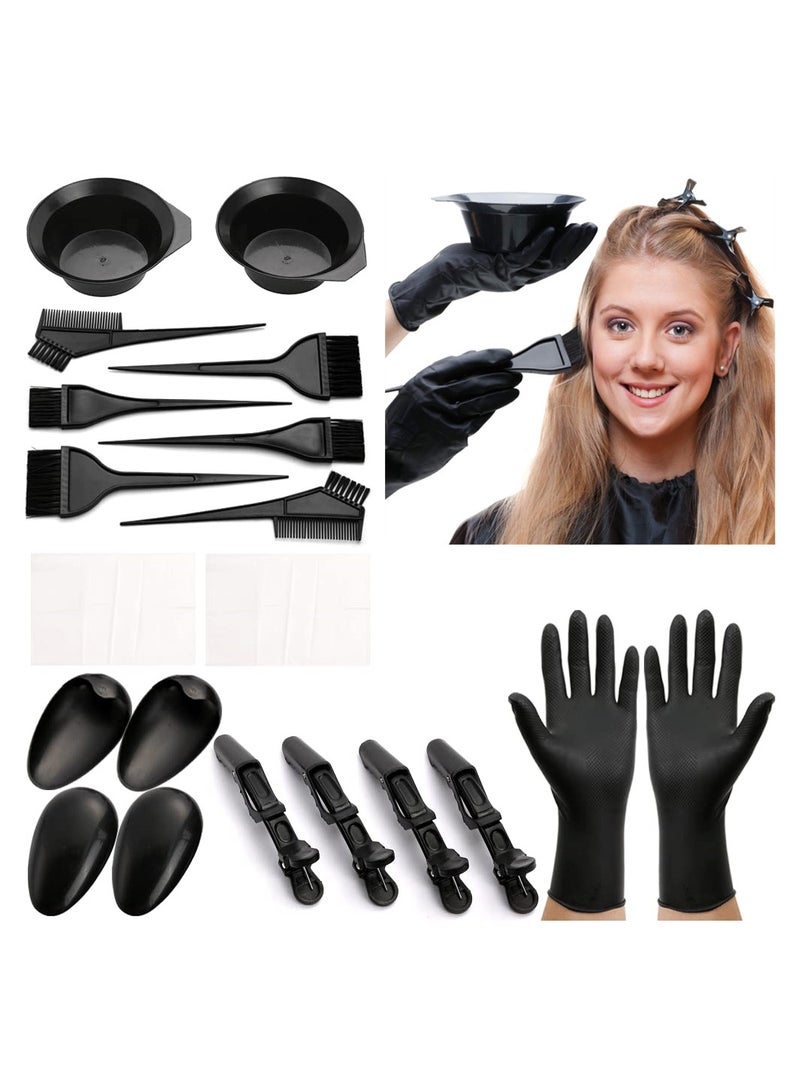 Generic 20 Piece Professional Hair Dye Tool Set with Color Brushes Bowls Gloves and Ear Covers for Salon and DIY Hair Coloring - Image 1