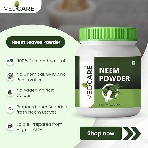 Vedcare Neem Powder 200g | Pure & Natural | For Skin, Hair & Detox | Anti Acne, Dandruff Control | Edible Grade Neem Leaf Powder | No Chemicals - Image 4