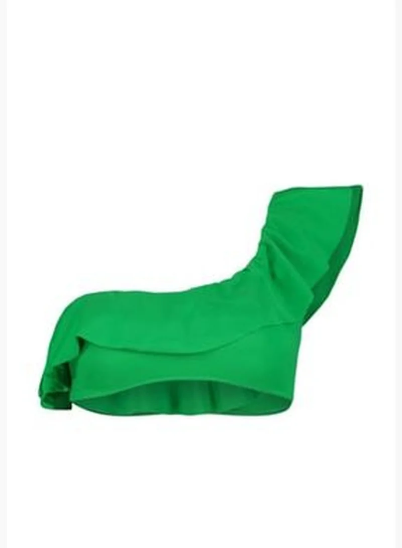 trendyol Green One-Shoulder Frilly Bikini Top TBESS21BU0039