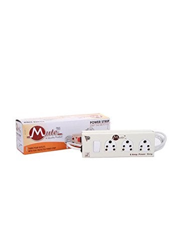 Mute MUTE Extension Power Strip 6 Amp 3 Socket & 1 ISI Master Switch with LED Indigator 3 Core 2.2 Meters Surge Protector  - Image 1