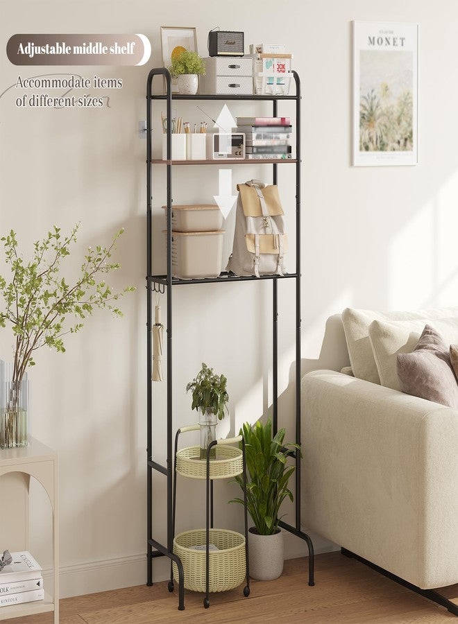 STDDRE 3-Tier Over The Toilet Storage Space Saver with Paper Holder Freestanding Rack Metal Bathroom Shelves with Hooks Above The Toilet Storage Shelf (Black, 3 Tier) - Image 4