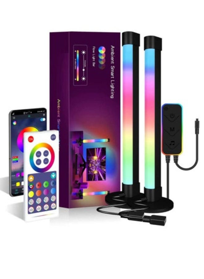 SHOPI Smart Light Bars, RGB Flow Light Bar 16 Million Colors Changing Lights, Bluetooth APP Remoter Control and Music Sync Gaming Lights, Dimmable TV LED Backlight for PC, TV, Room Decorative Mood Light  - Image 1