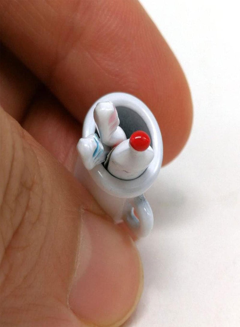 GGOOT Dolls House Accessories Dollhouse Bathroom Accessories Miniature Toothbrush Toothpaste Cup Set House Furniture 1/12 Scale Children Toys Simulation Ornament Decor Toys for Kids White - Image 4