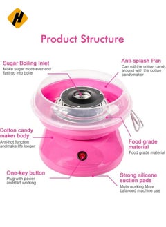 HuHa Electric DIY Sweet Cotton Candy Maker Portable Cotton Sugar Floss Machine Girl Boy Gift Children's Day Marshmallow Machine,Pink  - Image 4
