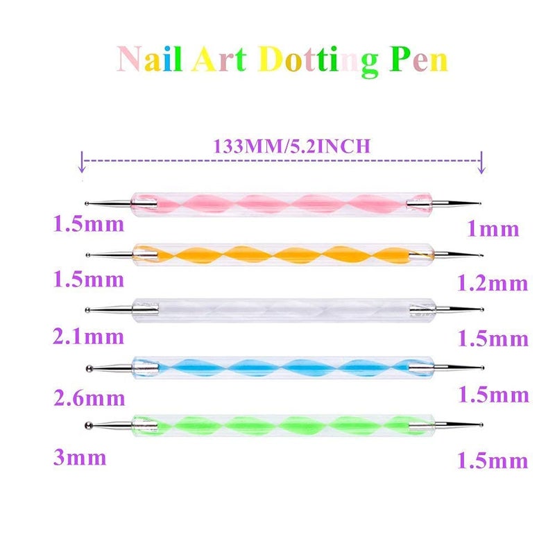 KIRA 5 Pcs Nail Art Dotting Marbleizing Tool Mandala Dotting Tools Nail Art Dotting Embossing Tools Pattern Tracing Dotting Tools for Nails Dot Painting Tools Stylus Dotting Tools for Nail Arts Embossing Pattern - Image 2