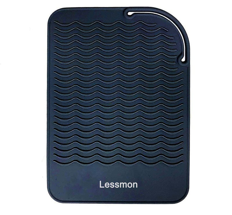 Lessmon Heat Resistant Mat for Curling Irons, Hair Straightener, Flat Irons and Hair Styling Tools 9" x 6.5", Black - Image 1