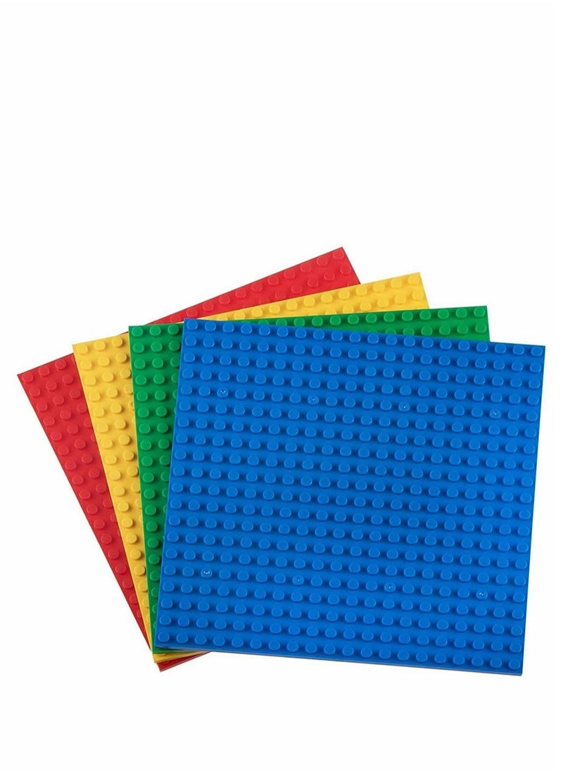 Compatible Baseplates for Building Blocks Set of 4 in Green Red Blue Yellow Ideal for Kids and Adults Stackable Building Accessory  - Image 1