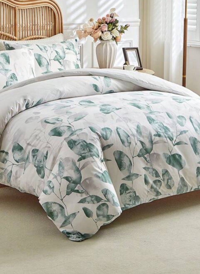 LUNA Home King size 6 piece bedding set, with green and grey leaves. - Image 3