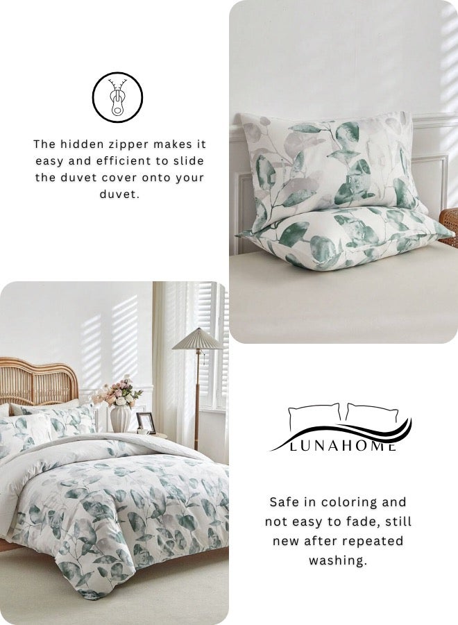 LUNA Home King size 6 piece bedding set, with green and grey leaves. - Image 5